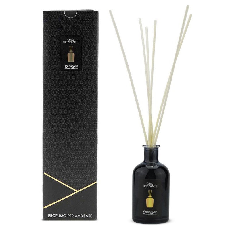 Home fragrance with sticks Erbolinea Prestige Oro Frizzante ERBAMBFRIZ250, 250 ml + gift Previa hair product