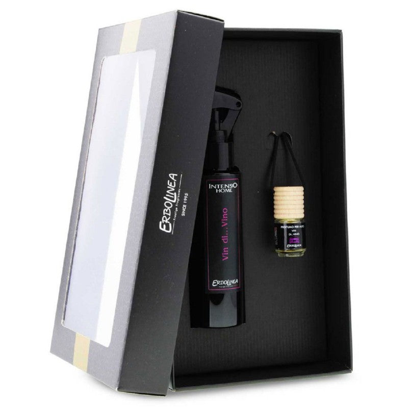 Набор ароматов для дома Erbolinea Prestige Vin Di Vino ERBGIFTPACK3, включает в себя: аромат-спрей для дома и аромат для автомобиля, 100 мл и 5 мл + подарочный продукт для волос Previa