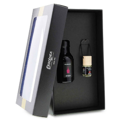 Набор ароматов для дома Erbolinea Prestige Vin Di Vino ERBGIFTPACK4, включает аромат для дома со стиками и автомобильный аромат, 50 мл и 5 мл + подарочный продукт для волос Previa