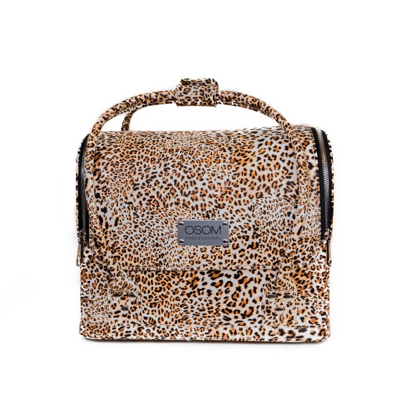 Suitcase Osom Professional DPB-0003L, leopard, 26x22–24x30 cm + gift Previa hair product
