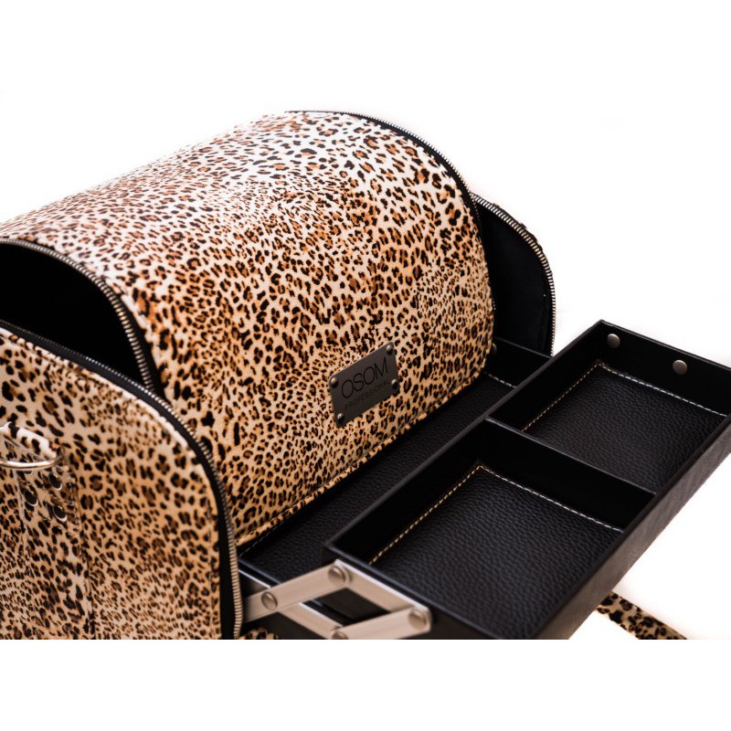 Lagaminas Osom Professional DPB-0003L, leopardinis, 26x22–24x30 cm +dovana Previa plaukų priemonė