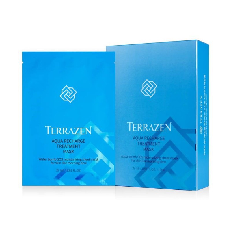 Тканевая увлажняющая маска для лица Terrazen Aqua Recharge Treatment Mask TER86804, особенно подходит для сухой кожи лица, 27 мл