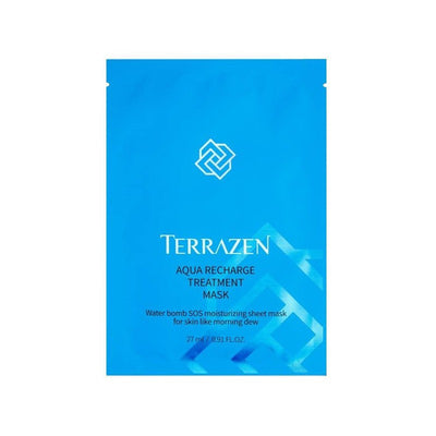 Lakštinė, drėkinanti veido kaukė Terrazen Aqua Recharge Treatment Mask TER86804, ypač tinka sausai veido odai, 27 ml