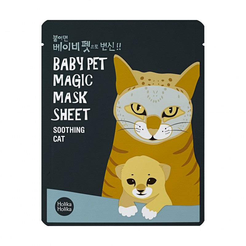 Тканевая маска для лица Holika Holika Baby Pet Magic Mask Sheet (Кошка) Успокаивает кожу лица 22 мл