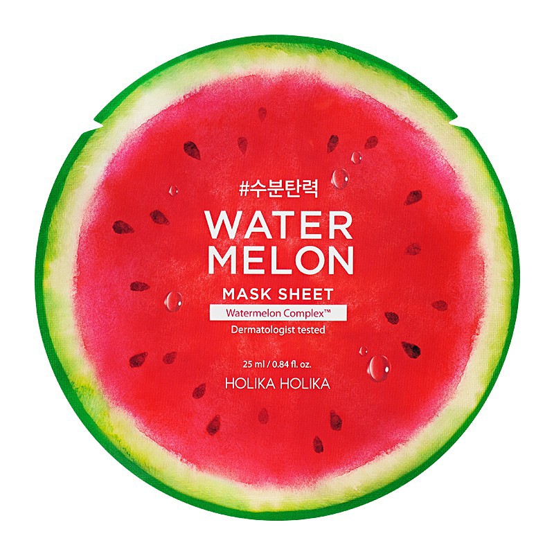 Lakštinė veido kaukė su arbūzų ekstraktu Holika Holika Watermelon Sheet Mask suteikia odai elastingumo 25 ml