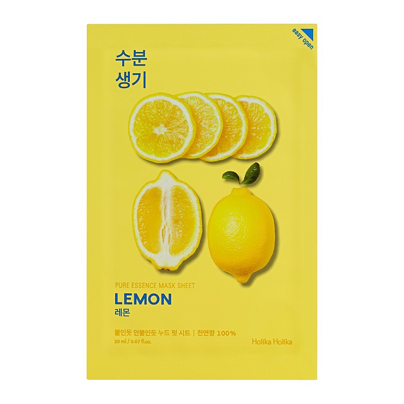 Sheet face mask with lemon extract Holika Holika Pure Essence Mask Sheet - Lemon brightens facial skin 20 ml