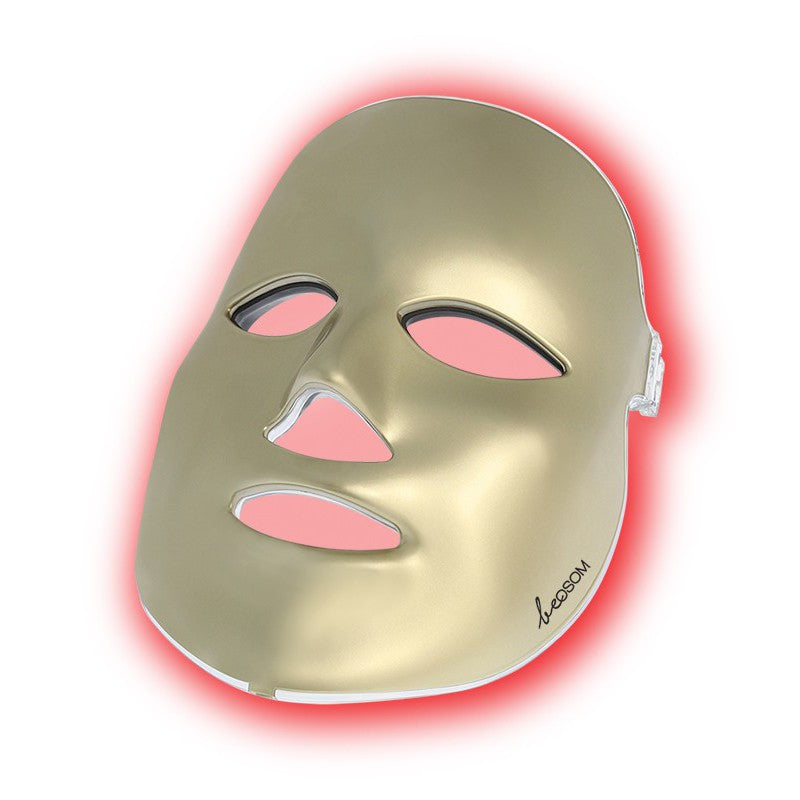 LED šviesos terapijos kaukė veidui Be OSOM Skin Rejuvenation Face Mask Gold BEOSOMSR11GOLD, fotodinaminė šviesos terapija +dovana Previa plaukų priemonė