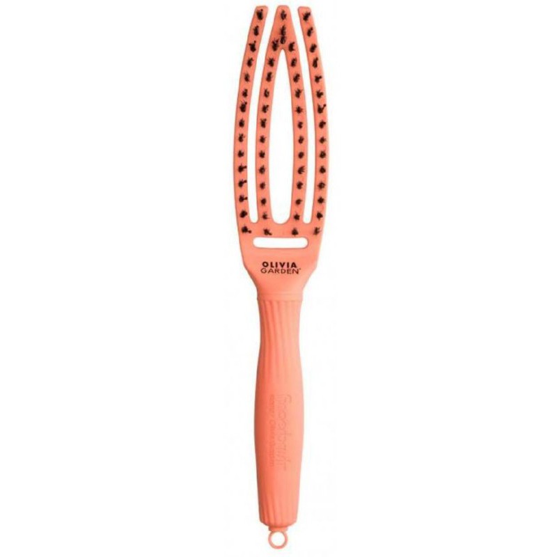 Curved hair brush Olivia Garden Fingerbrush Combo Coral Small OG16911 for drying hair