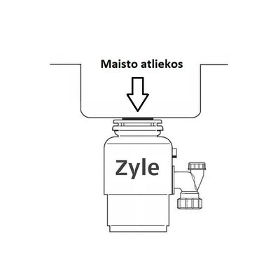 Измельчитель пищевых отходов Zyle ZY005WD, 1 л.с., 1,4 л, 3800 об/мин.