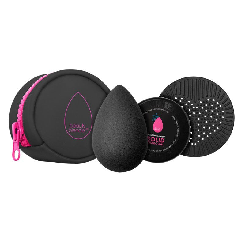 Makeup sponge set BeautyBlender Besties Charcoal The set includes: makeup sponge, soap, silicone pad, case + gift Previa cosmetic product