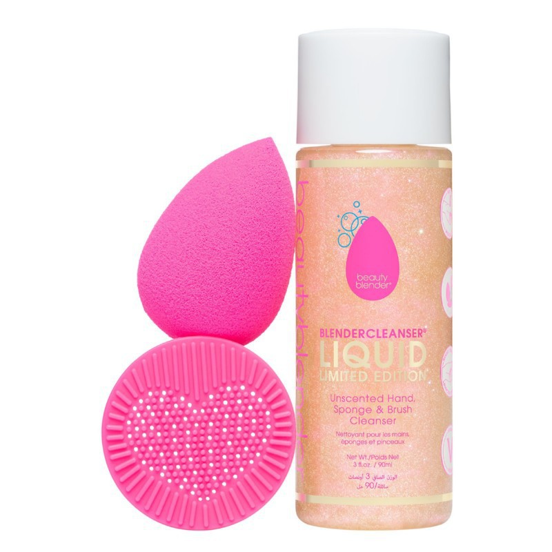Makeup sponge set BeautyBlender Double Delight BB27764, set includes: 1 makeup sponge, liquid sponge cleaner and silicone pad + gift Previa cosmetic product
