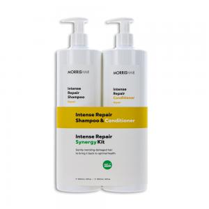 Morris Hair Intense Repair Synergy kit set for damaged hair, 1000+1000ml + luxury home fragrance/candle as a gift 