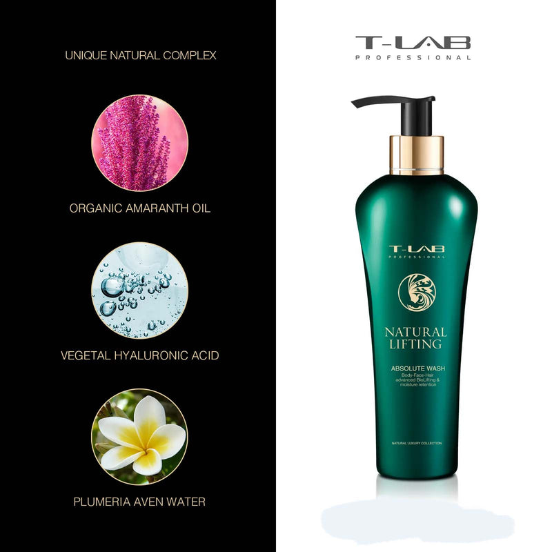 T-LAB Professional Natural Lifting Absolute Cream Luxury body cream and Absolute Wash Luxury body wash + gift luxury home fragrance with sticks