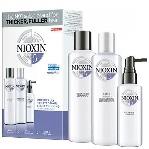 Nioxin SYS5 Care System Trial Kit Plaukų priežiūros rinkinys chemiškai paveiktiems, nestipriai retėjantiems plaukams
