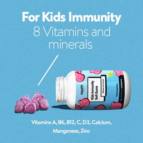 Nuum Cosmetics Kids Immunity Soft Gums is a complex of chewing gums, multivitamins and minerals for children