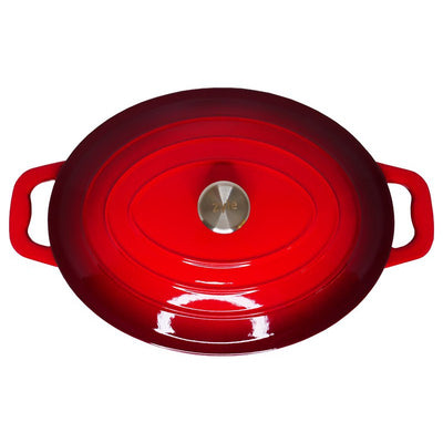 Ovalus emaliuotas ketaus puodas Zyle ZY036RKI, talpa 7,7 l, raudonas