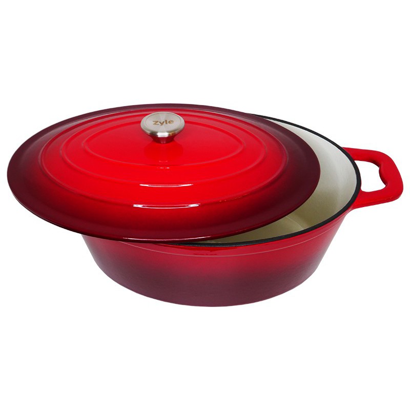Oval enameled cast iron pot Zyle ZY036RKI, capacity 7.7 l, red