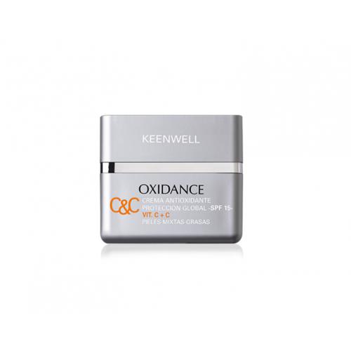 Keenwell Oxidance Antioksidacinis kremas dienai su vitaminu C mišriai ir riebiai odai SPF15 50 ml +dovana Previa plaukų priemonė