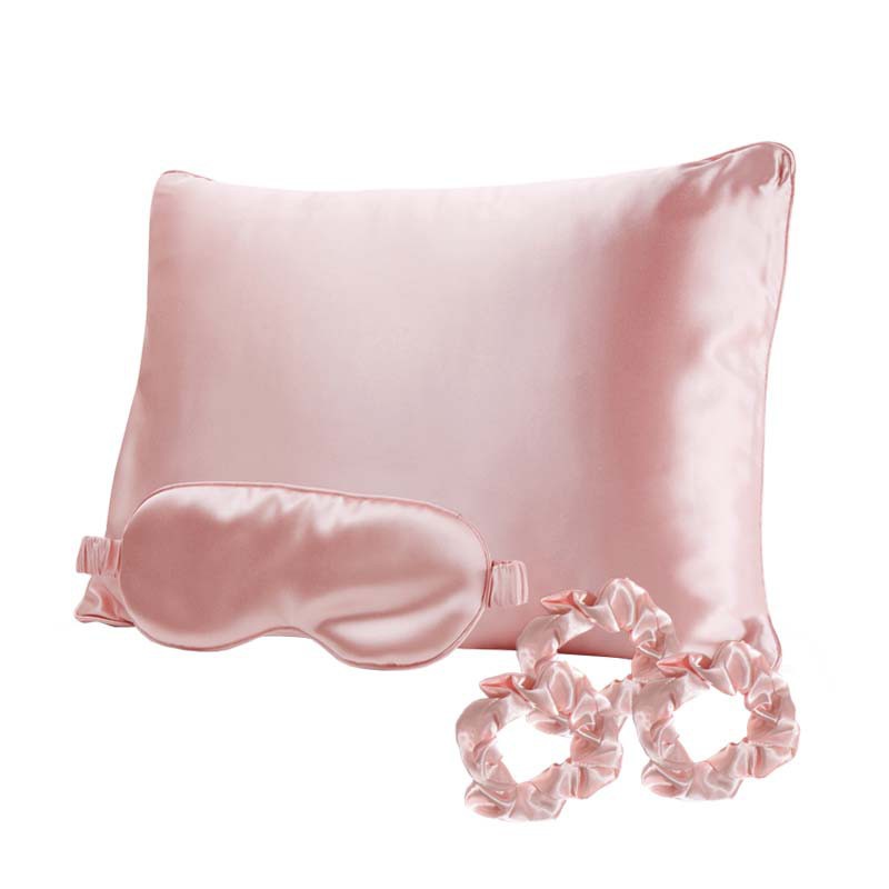 Pillow cover, eye mask - sleeping glasses, hair ties Be Osom Silky Satin Pink OSOM07H1, premium satin + gift Previa hair product