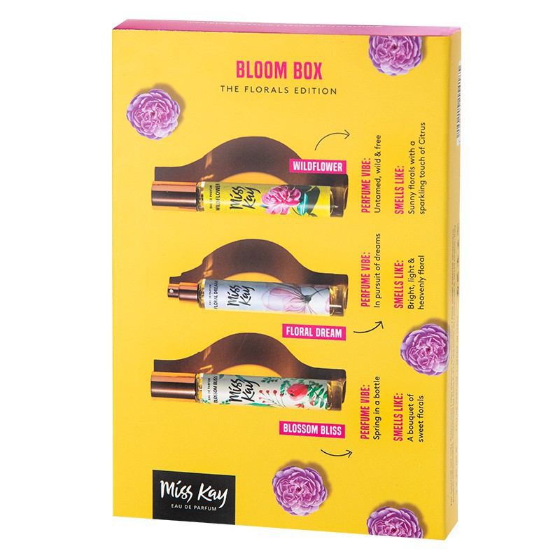 Parfumuoto vandens rinkinys Miss Kay Bloom Kit Sudaro 3 kvapai, 25 ml x 3, Limited edition