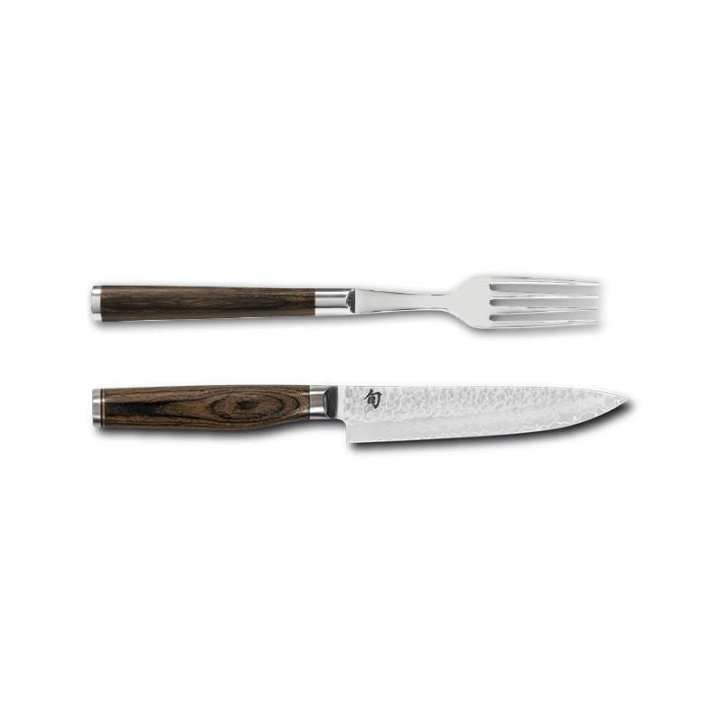 Knife and fork set Kai TDM-0907, Damascus steel, for steaks