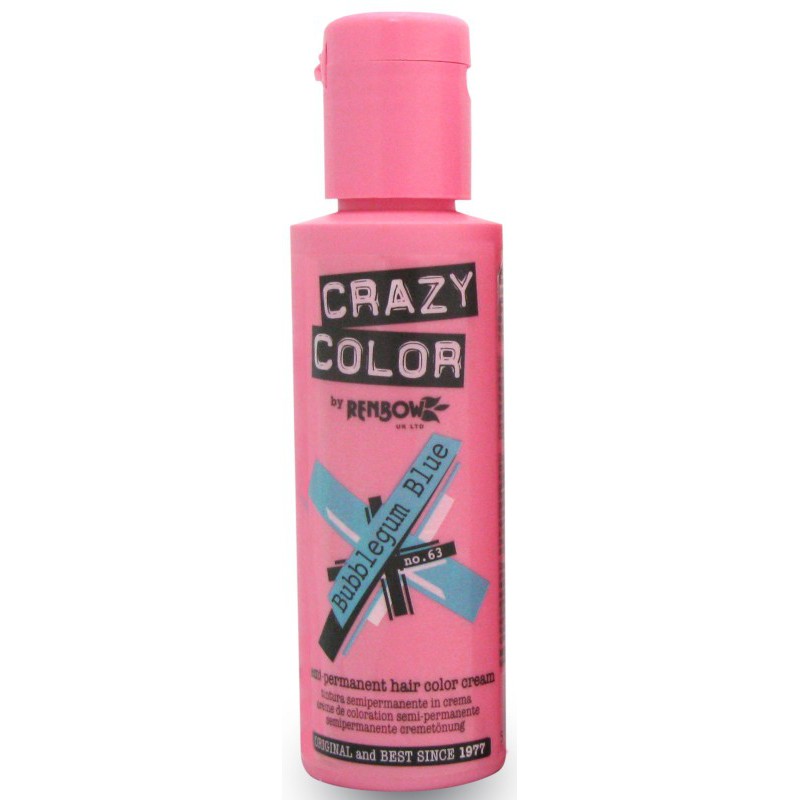 Краска для волос Crazy Color Bubblegum Blue COL002281, полуперманентная, 100 мл, 63 бирюзово-голубой