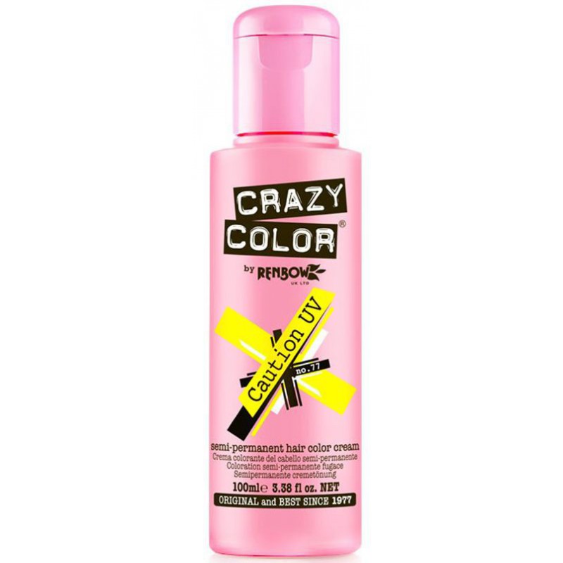 Hair dye Crazy Color Caution Neon Yellow COL002296, semi-permanent, 100 ml