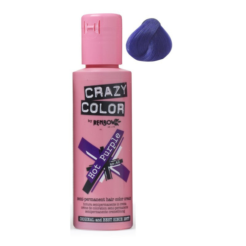 Plaukų dažai Crazy Color COL002275, pusiau ilgalaikiai, 100 ml, 62 purpurinė