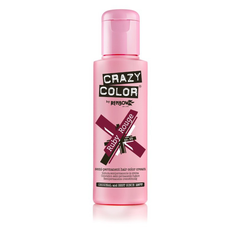 Hair dye Crazy Color COL002277, semi-permanent, 100 ml, 66 Ruby Rouge