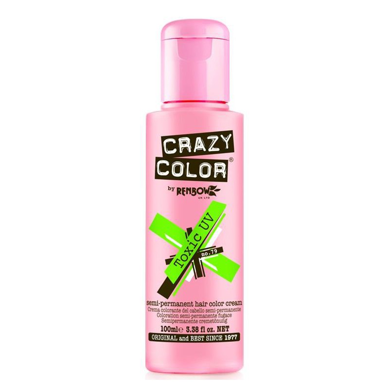 Краска для волос Crazy Color Toxic Neon Green COL002298, полуперманентная, 100 мл