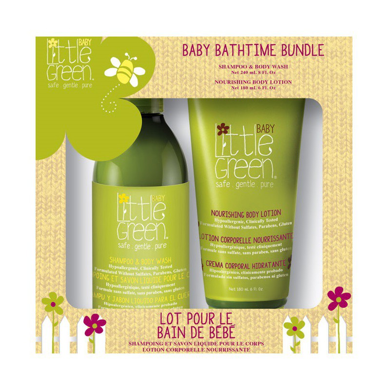 Plaukų ir kūno priežiūros priemonių rinkinys Little Green Baby Bathtime Bundle LGBBB19, rinkinį sudaro: plaukų šampūnas ir kūno prausiklis kūdikiams, 240 ml, kūno losjonas kūdikiams, 180 ml