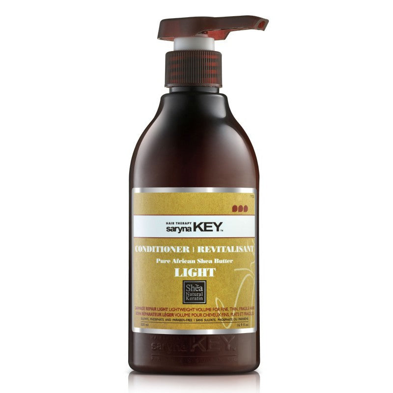 Hair conditioner Saryna KEY Damage Light Pure African Shea Conditioner, with shea butter, restorative, intended for damaged hair, does not weigh down hair 500 ml + gift luxury home fragrance/candle