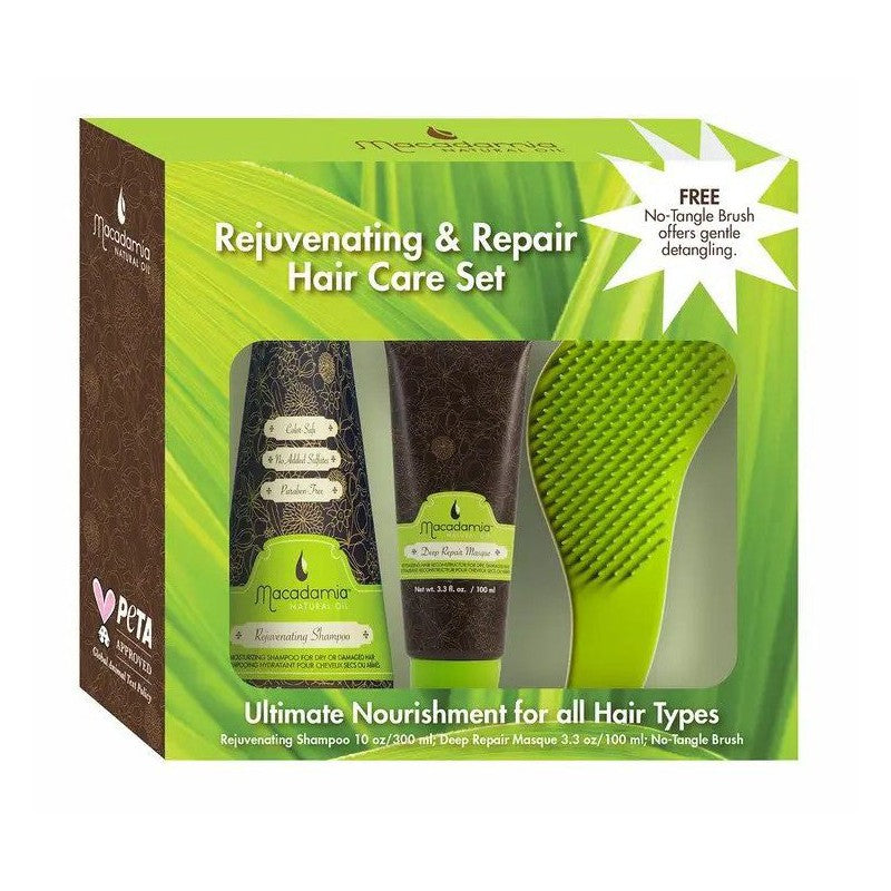 Macadamia Rejuvenating &amp; Repair Hair Care Set MAM5774 includes: shampoo 300 ml, mask 100 ml, brush