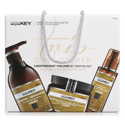 Plaukų priežiūros priemonių rinkinys Saryna KEY Trio Goes Deeper Damage Light Set, neapsunkinantis plaukų: kaukė, 500 ml, šampūnas, 500 ml, plaukų aliejus, 105 ml, DLTRIOSET +dovana prabangus namų kvapas/žvakė