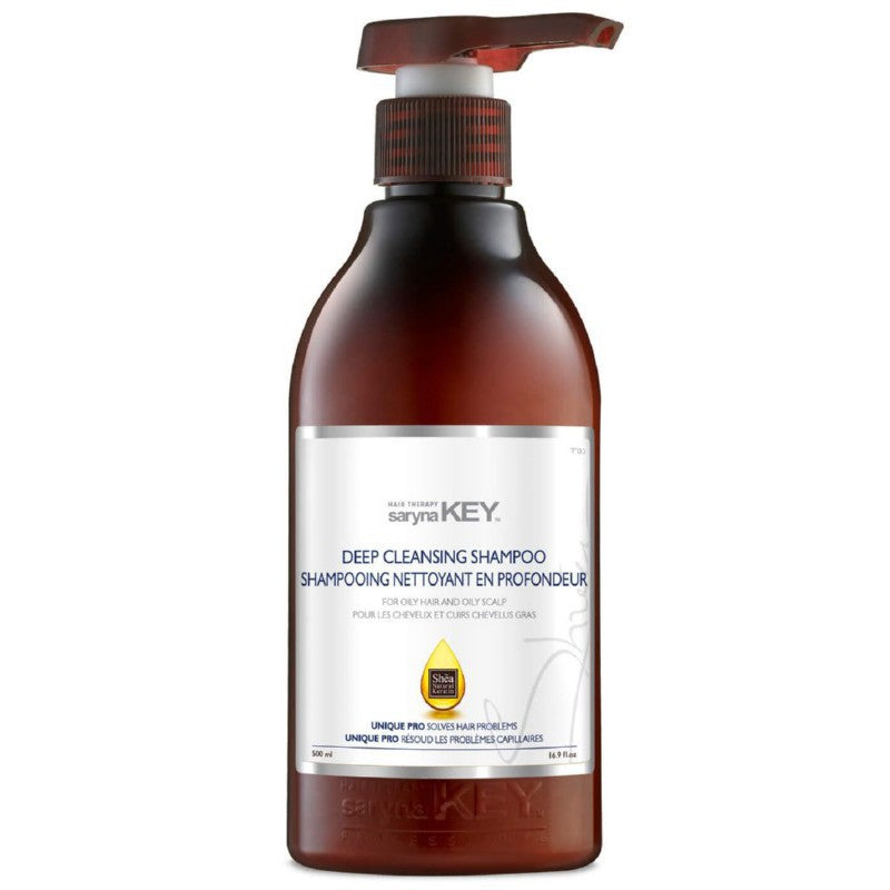 Plaukų šampūnas Saryna KEY Deep Cleansing Shampoo for Oily Hair and Oily Scalp OL0500TSH, giliai valantis, skirtas riebiai galvos odai, 500 ml +dovana prabangus namų kvapas/žvakė