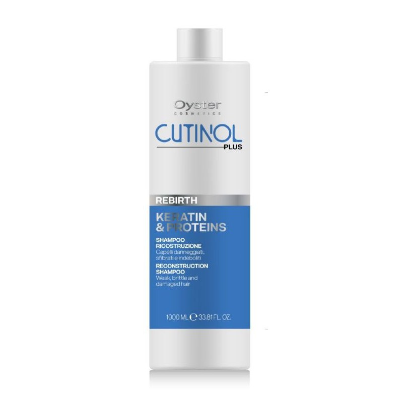 Plaukų šampūnas su keratinu ir proteinais Oyster Cutinol Plus Rebirth Reconstruction Shampoo, skirtas silpniems, trapiems ir pažeistiems plaukams OYSH05100225, 1000 ml