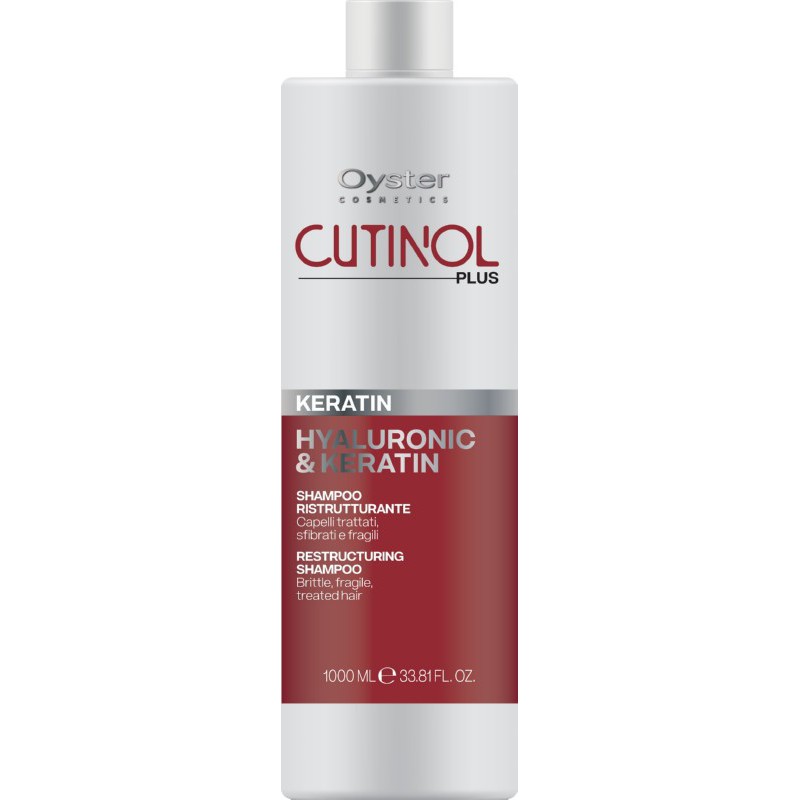 Шампунь для волос с кератином Oyster Cutinol Plus Keratin Restructuring Shampoo для поврежденных и ломких волос OYSH05100223, 1000 мл