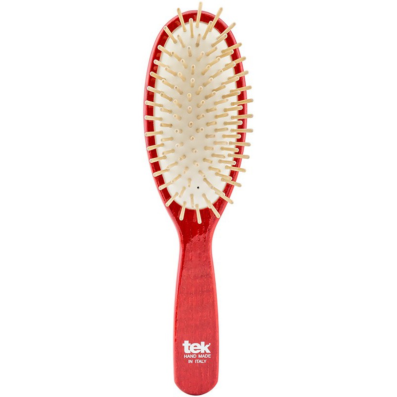 Hairbrush TEK Natural 1520-26, large, oval, lacquered, red