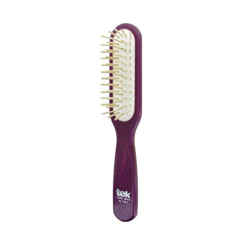 Hair brush TEK Natural 1620-28, rectangular, varnished, purple color