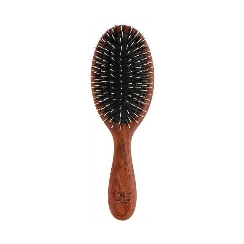 Hairbrush TEK Natural 5073-01 with boar bristles and nylon spikes, oval, combined