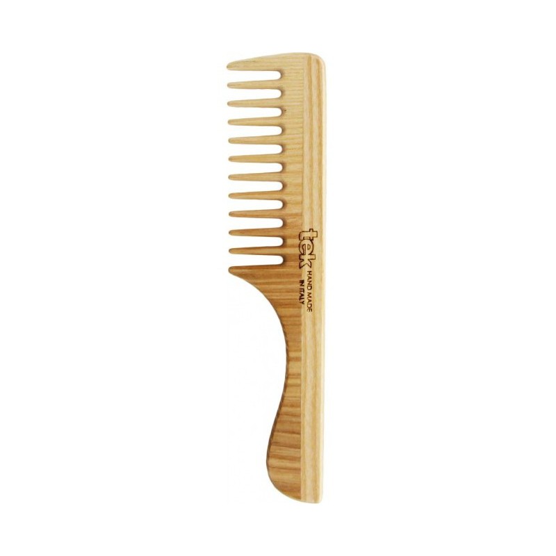 Hair comb TEK Natural 2040-03 with handle, wooden teeth, wide