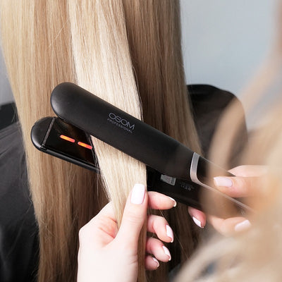 Plaukų tiesintuvas OSOM Professional Infrared Hair Straightener Black OSOM815, su infraraudonaisiais spinduliais, 230 C, 48 W, plačiomis plokštelėmis +dovana Previa plaukų priemonė