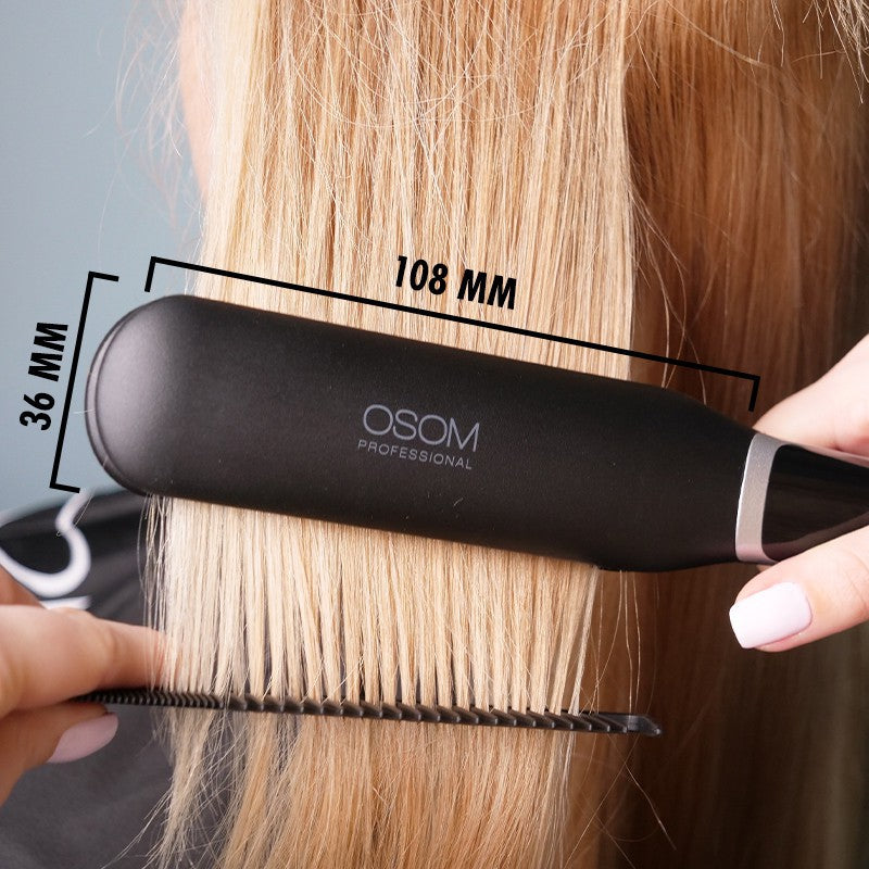 Plaukų tiesintuvas OSOM Professional OSOM815RG, su infraraudonaisiais spinduliais, iki 230 C, 48 W, plačiomis plokštelėmis