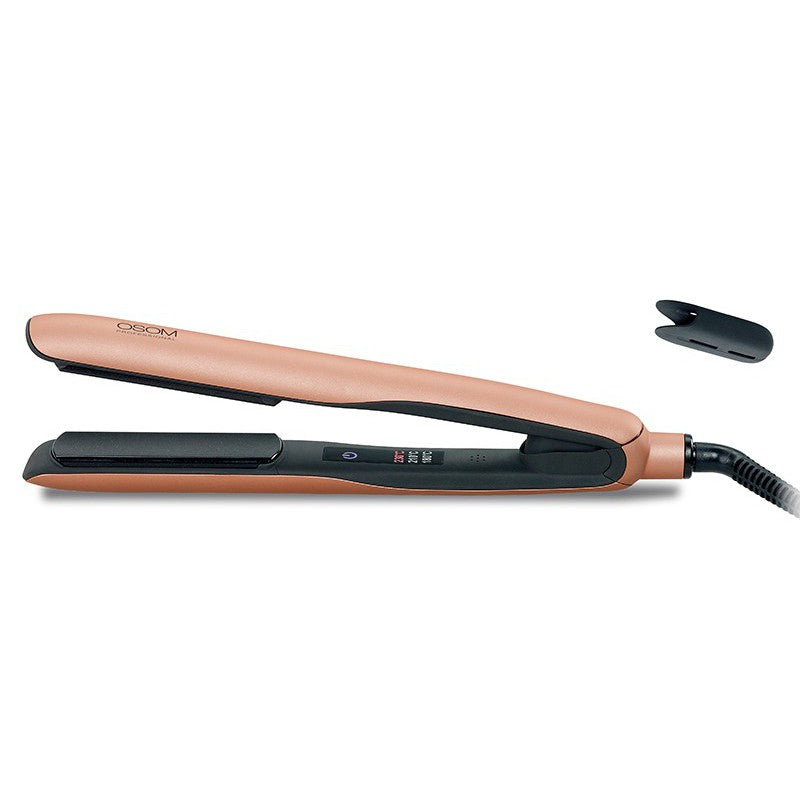 Hair straightener OSOM Professional Rose Gold Hair Straightener OSOMV11ST, with black ceramic plate and vibration function, 180 - 230°C