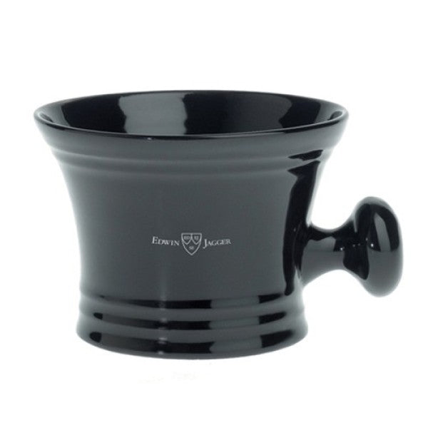 Edwin Jagger RN46 Shaving Bowl Porcelain Shaving Bowl with Handle (Black)