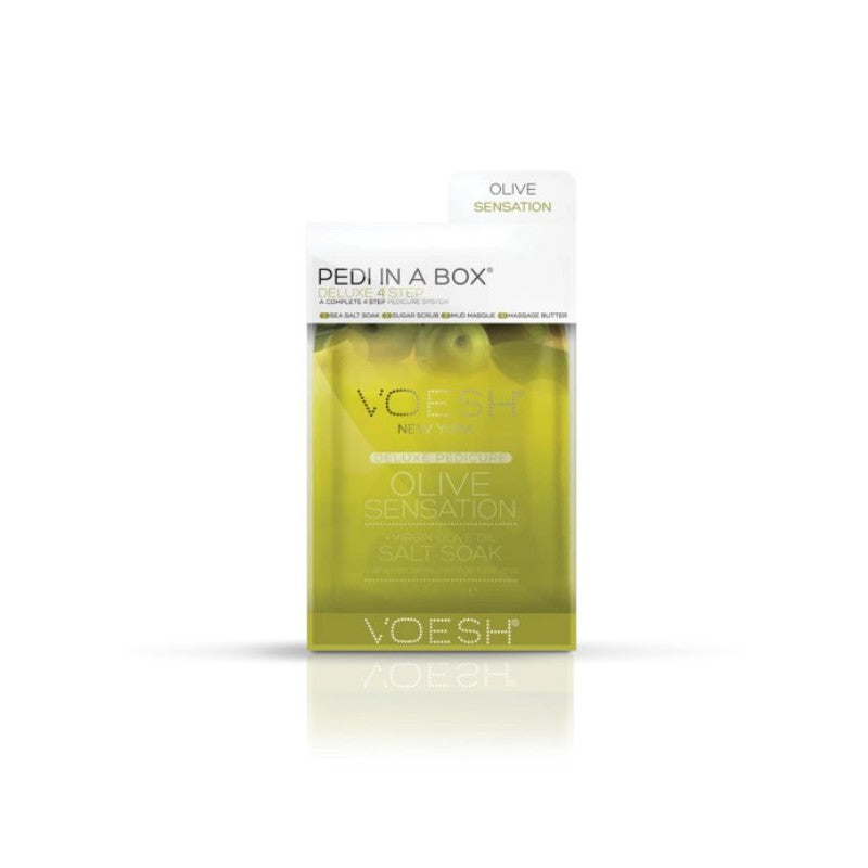 Foot treatment Voesh Pedi In A Box 4 in 1 Olive Sensation VPC208OLV, with olive extracts, nourishes the skin of the feet