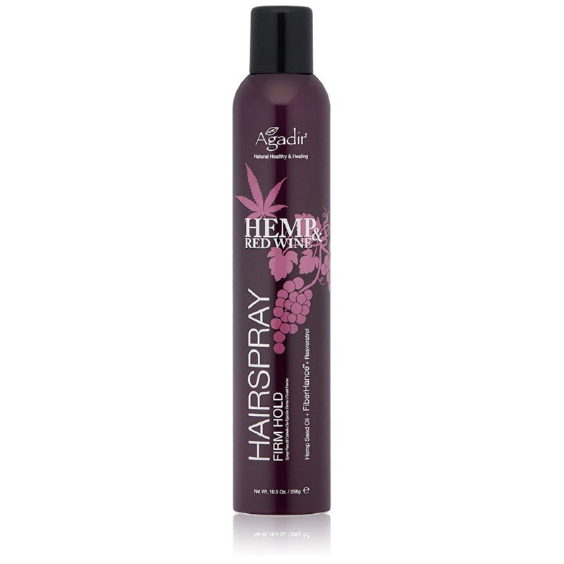 Purškiklis plaukų formavimui Agadir Hemp & Red Wine Hair Spray AGDHW2570, skirtas plaukų formavimui, suteikia apimties ir žvilgesio, 298 g