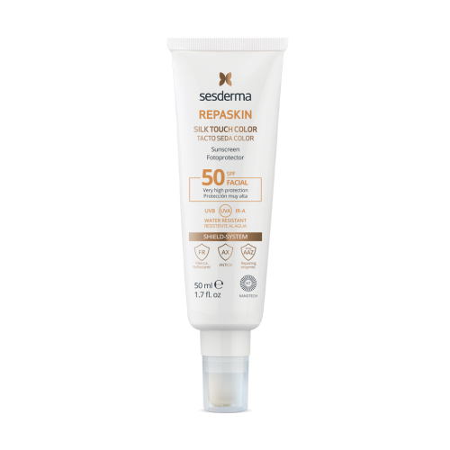 Sesderma REPASKIN SILK TOUCH Face sunscreen with color SPF50, 50 ml + gift mini Sesderma product