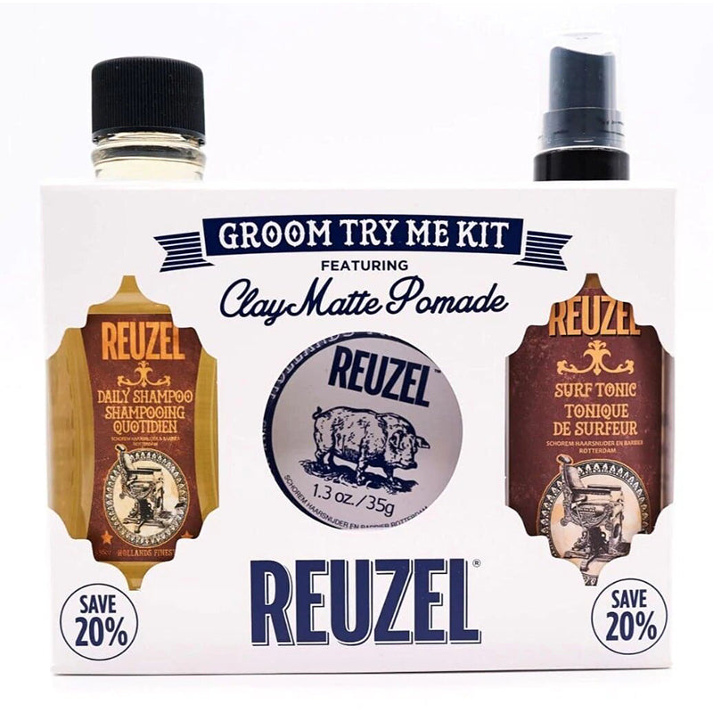 Reuzel Groom Try Me Kit - Набор для ухода за волосами Clay Matte 