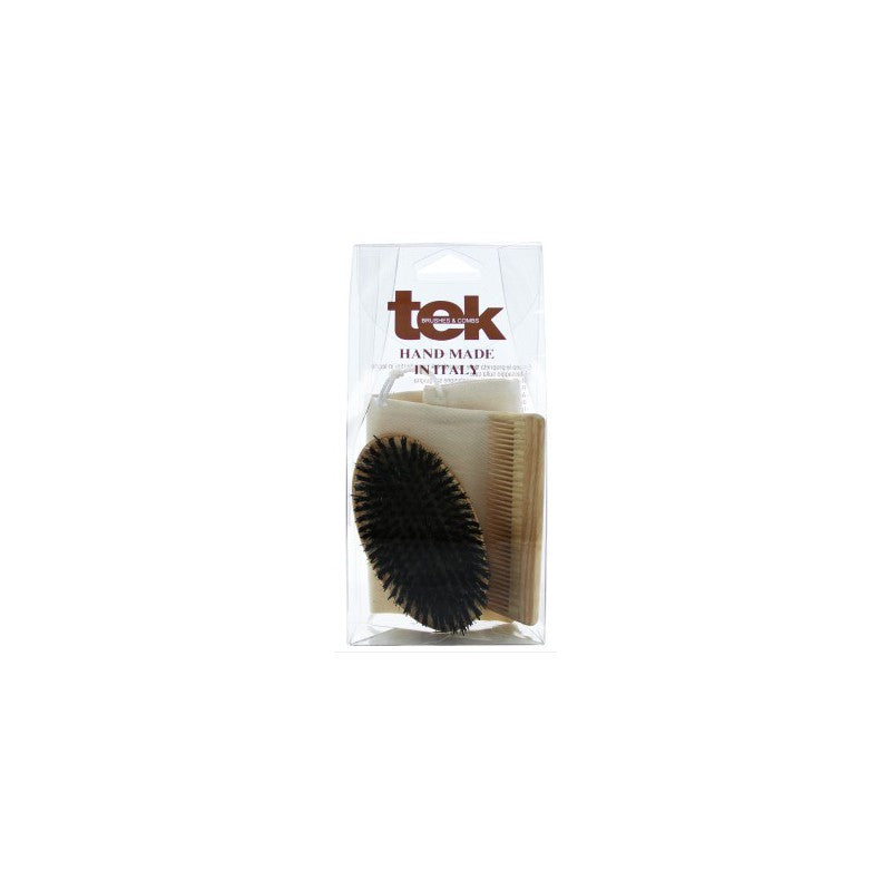 Rinkinys barzdos plaukų priežiūrai TEK3159: šepetys, šukos, dėklas
